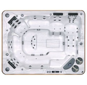 The hot tub is a 10 seat tub with multiple jets.